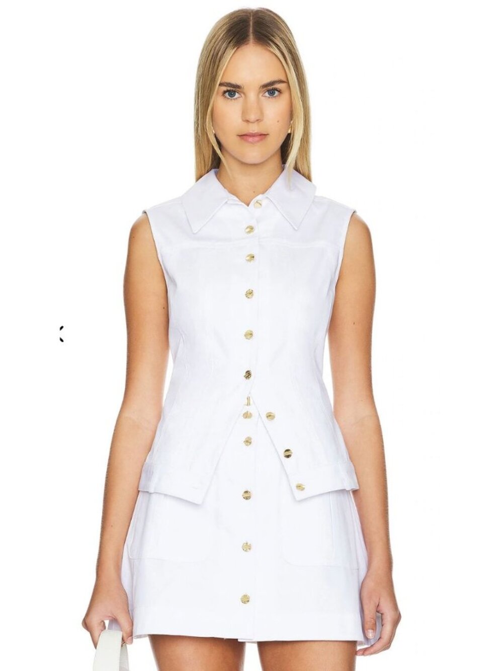 Matthew Bruch White Collared Button Down Vest NWT - Size 2